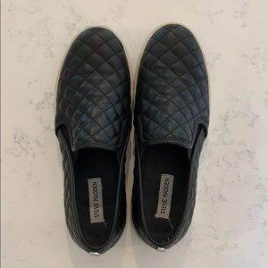Madden black quilted leather slip-on sneakers